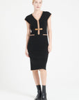 Pure Cashmere Milano Knit V-Neck Midi Dress (Mia 2)