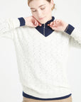 Pure Cashmere Open Knit V-Neck Sweater (Lilly 27)