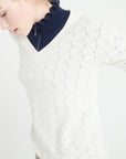 Pure Cashmere Open Knit V-Neck Sweater (Lilly 27)