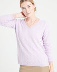 Pure Cashmere Open Knit V-Neck Sweater (Lilly 27)