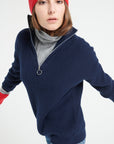 Pure Cashmere Rib Knit Funnel Neck Sweater w/Zip (Lilly 28)
