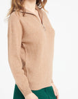 Pure Cashmere Rib Knit Funnel Neck Sweater w/Zip (Lilly 28)