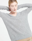 Pure Cashmere 2 ply V-Neck Sweater w/Stitch (Lilly 31)