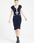 Pure Cashmere Milano Knit V-Neck Midi Dress (Mia 2)