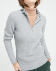 Pure Cashmere 2 ply Zip Neck Ribbed Sweater (Mia 4)