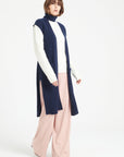 Pure Cashmere Long Sleeveless Ribbed Cardigan (Mia 6)