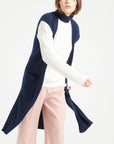 Pure Cashmere Long Sleeveless Ribbed Cardigan (Mia 6)