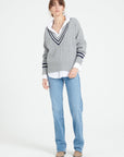 Pure Cashmere 6 ply Cable Knit V-Neck Sweater (Mia 10)