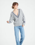 Pure Cashmere 6 ply Cable Knit V-Neck Sweater (Mia 10)