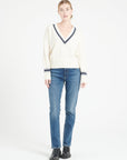 Pure Cashmere 6 ply Cable Knit V-Neck Sweater (Mia 10)