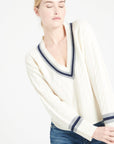 Pure Cashmere 6 ply Cable Knit V-Neck Sweater (Mia 10)