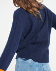 Pure Cashmere 6 ply Cable Knit V-Neck Sweater (Mia 10)