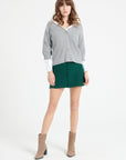 Pure Cashmere 2 ply Short Sleeve V-Neck Cardigan w/Ribbed Stitching (Mia 13)