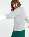 Pure Cashmere 2 ply Short Sleeve V-Neck Cardigan w/Ribbed Stitching (Mia 13)