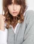 Pure Cashmere 2 ply Short Sleeve V-Neck Cardigan w/Ribbed Stitching (Mia 13)