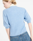 Pure Cashmere 2 ply Short Sleeve V-Neck Cardigan w/Ribbed Stitching (Mia 13)