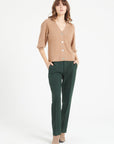 Pure Cashmere 2 ply Short Sleeve V-Neck Cardigan w/Ribbed Stitching (Mia 13)