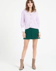 Pure Cashmere 2 ply Short Sleeve V-Neck Cardigan w/Ribbed Stitching (Mia 13)