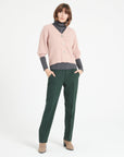 Pure Cashmere 2 ply Short Sleeve V-Neck Cardigan w/Ribbed Stitching (Mia 13)