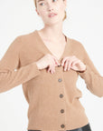 Pure Cashmere Ribbed V-Neck Cardigan (Mia 14)