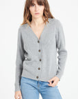 Pure Cashmere Ribbed V-Neck Cardigan (Mia 14)