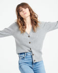 Pure Cashmere Ribbed V-Neck Cardigan (Mia 14)