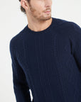 Pure Cashmere 6 ply Round Neck Sweater w/Cable Knit (Zach 1)