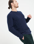 Pure Cashmere 6 ply Round Neck Sweater w/Cable Knit (Zach 1)