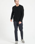 Pure Cashmere 6 ply Round Neck Sweater w/Cable Knit (Zach 1)