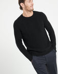 Pure Cashmere 6 ply Round Neck Sweater w/Cable Knit (Zach 1)