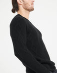 Pure Cashmere 6 ply Round Neck Sweater w/Cable Knit (Zach 1)