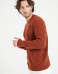 Pure Cashmere 6 ply Round Neck Sweater w/Cable Knit (Zach 1)