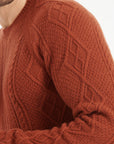Pure Cashmere 6 ply Round Neck Sweater w/Cable Knit (Zach 1)