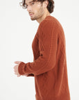 Pure Cashmere 6 ply Round Neck Sweater w/Cable Knit (Zach 1)