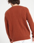 Pure Cashmere 6 ply Round Neck Sweater w/Cable Knit (Zach 1)