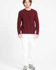 Pure Cashmere 6 ply Round Neck Sweater w/Cable Knit (Zach 1)