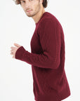 Pure Cashmere 6 ply Round Neck Sweater w/Cable Knit (Zach 1)