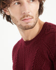Pure Cashmere 6 ply Round Neck Sweater w/Cable Knit (Zach 1)