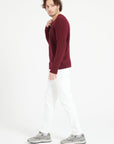 Pure Cashmere 6 ply Round Neck Sweater w/Cable Knit (Zach 1)