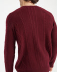 Pure Cashmere 6 ply Round Neck Sweater w/Cable Knit (Zach 1)