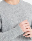 Pure Cashmere 6 ply Round Neck Sweater w/Cable Knit (Zach 1)