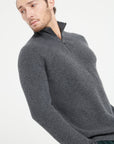 Pure Cashmere Funnel Neck Sweater w/Zip (Zach 2)