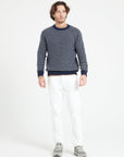 Pure Cashmere 4 ply Two Tone Round Neck Sweater w/Jacquard Pattern (Zach 3)