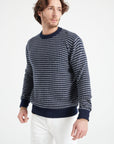 Pure Cashmere 4 ply Two Tone Round Neck Sweater w/Jacquard Pattern (Zach 3)