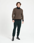 Pure Cashmere 4 ply Two Tone Round Neck Sweater w/Jacquard Pattern (Zach 3)