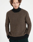 Pure Cashmere 4 ply Two Tone Round Neck Sweater w/Jacquard Pattern (Zach 3)