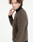 Pure Cashmere 4 ply Two Tone Round Neck Sweater w/Jacquard Pattern (Zach 3)