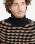 Pure Cashmere 4 ply Two Tone Round Neck Sweater w/Jacquard Pattern (Zach 3)