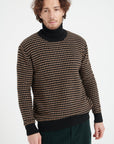 Pure Cashmere 4 ply Two Tone Round Neck Sweater w/Jacquard Pattern (Zach 3)