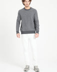Pure Cashmere 4 ply Two Tone Round Neck Sweater w/Jacquard Pattern (Zach 3)